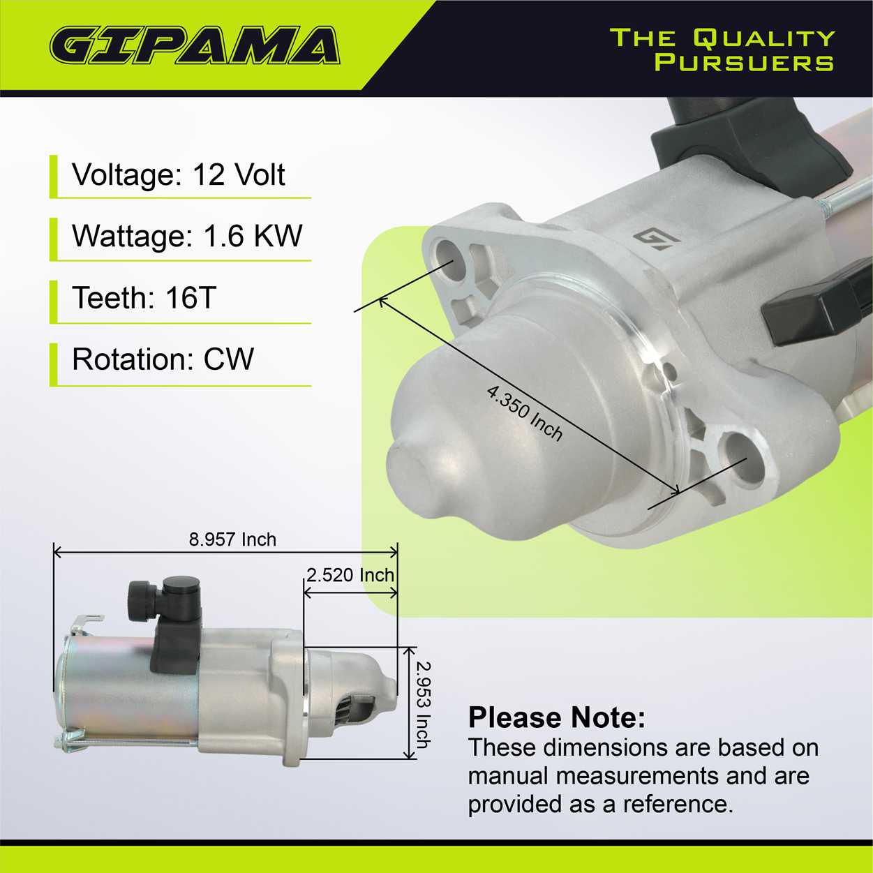 GIPAMA Starter for Honda CRV 2018-2021,Civic 2016-2021,for Honda Accord 2018 2019 2020, L4 1.5L,(16434N)