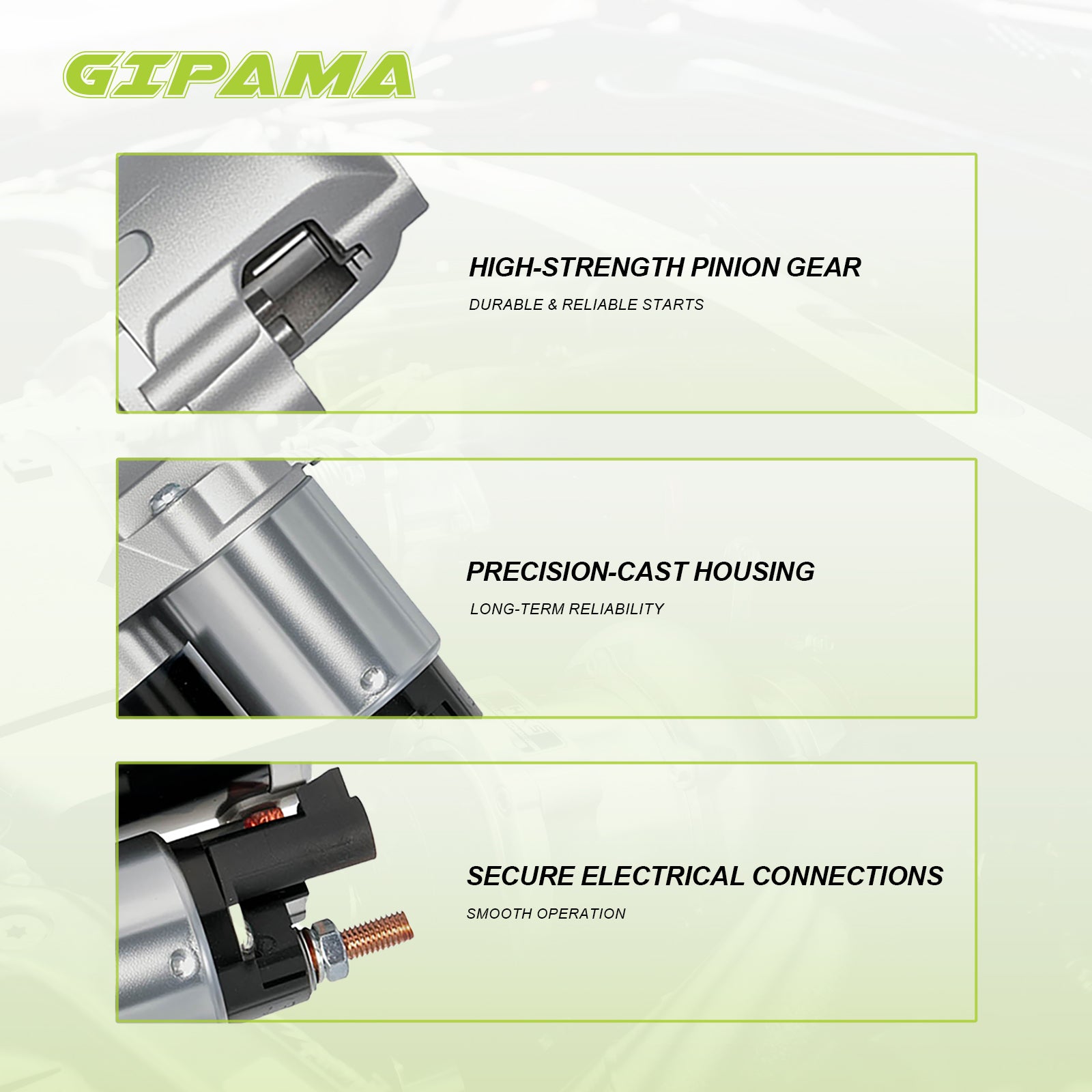 GIPAMA Starter for Impala Malibu Equinox Captiva Traverse, GMC Acadia Terrain, Pontiac G6, Buick Lacrosse Enclave, Cadillac SRX STS XTS, Saturn Aura Outlook Vue, Suzuki. 3.0L 3.6L V6 Engine.(17986N)