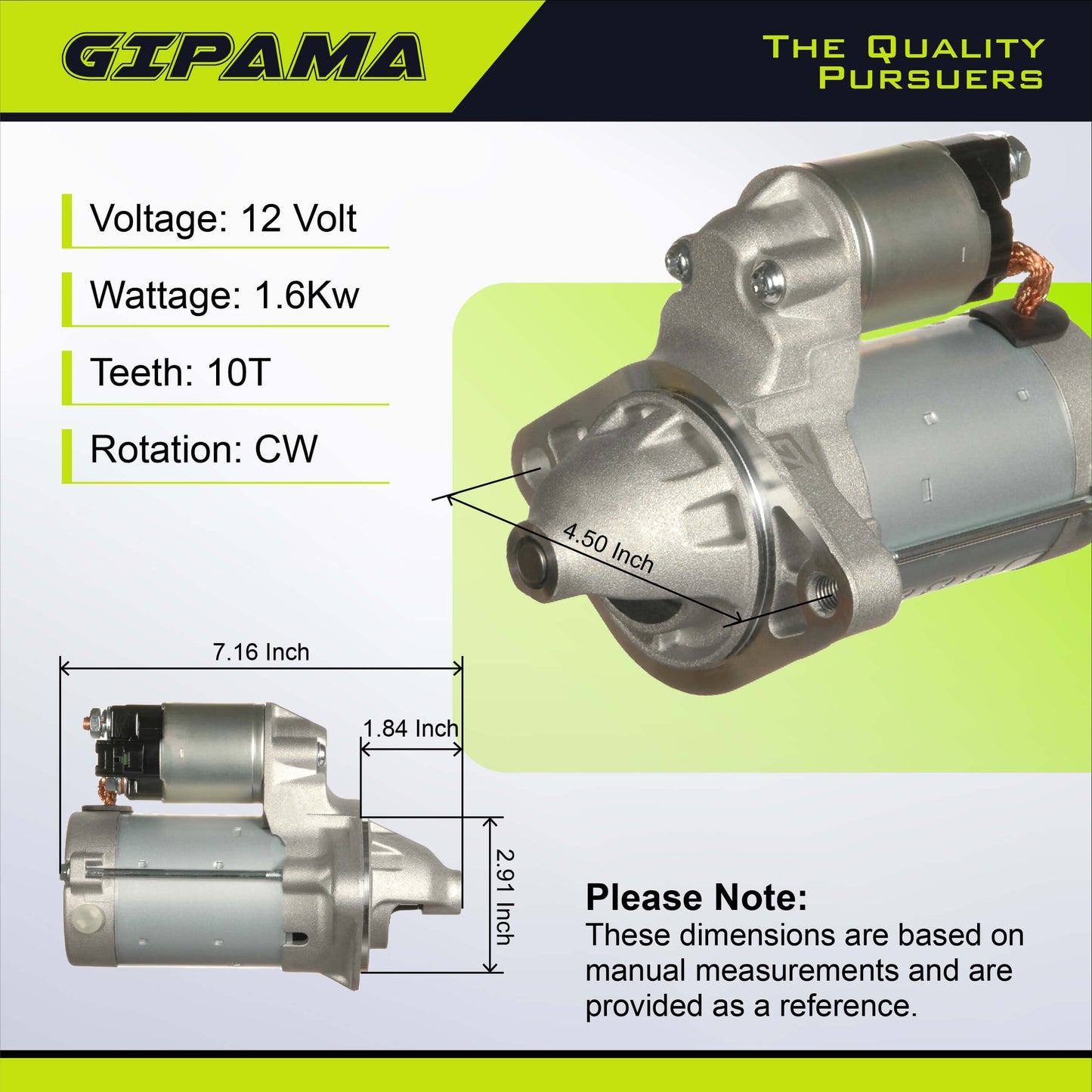 GIPAMA 17841N Starter for Toyota Corolla L4 1.8L 2003 2004 2005 2006 2007 2008 Matrix L4 1.8L Pontiac Vibe L4 1.8L Starter Motor 17841N