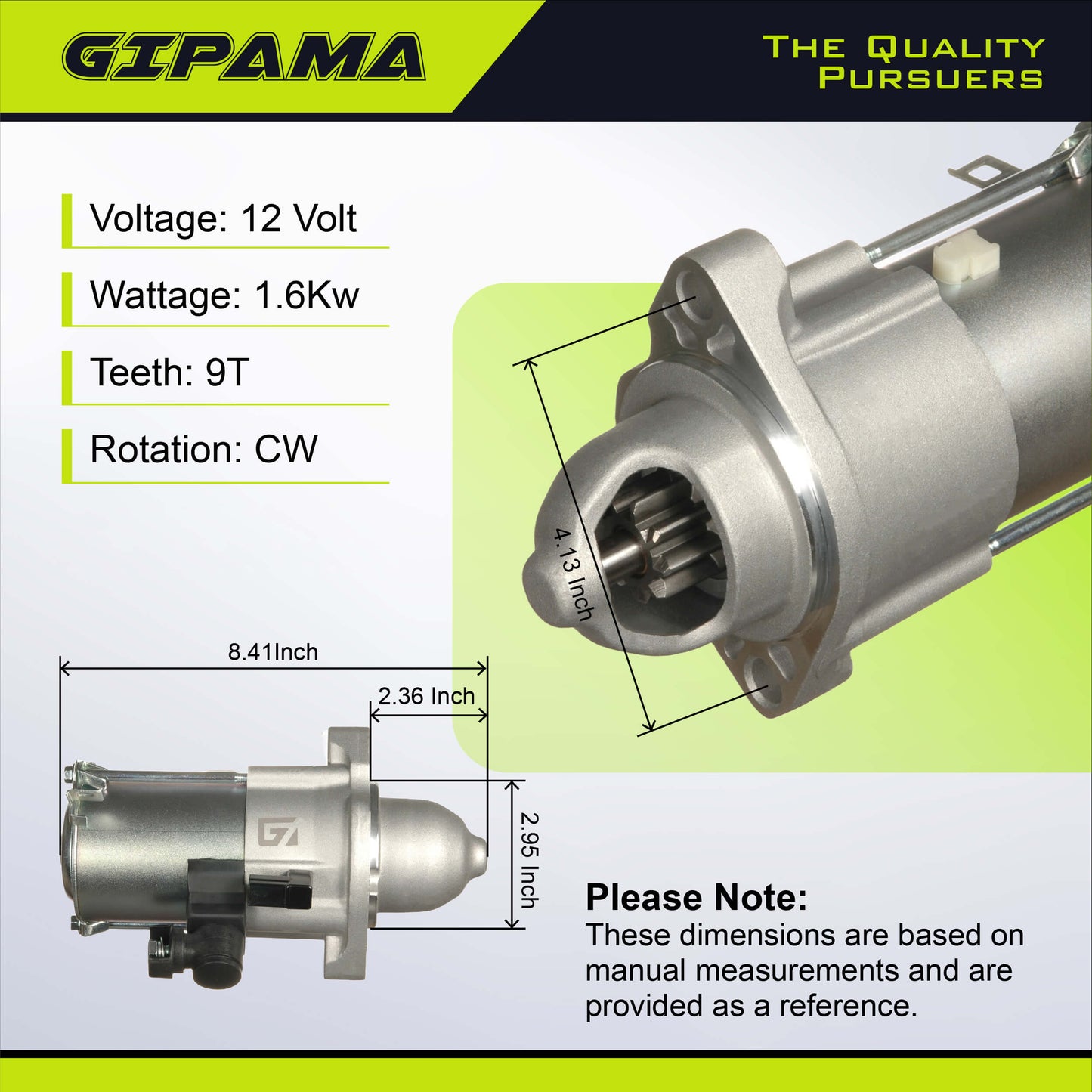 GIPAMA 10914N Starter for Honda Accord L4 2.4L 2013 2014 2015 2016 2017, CR-V L4 2.4L 2015 2016 Starter Motor 10914N