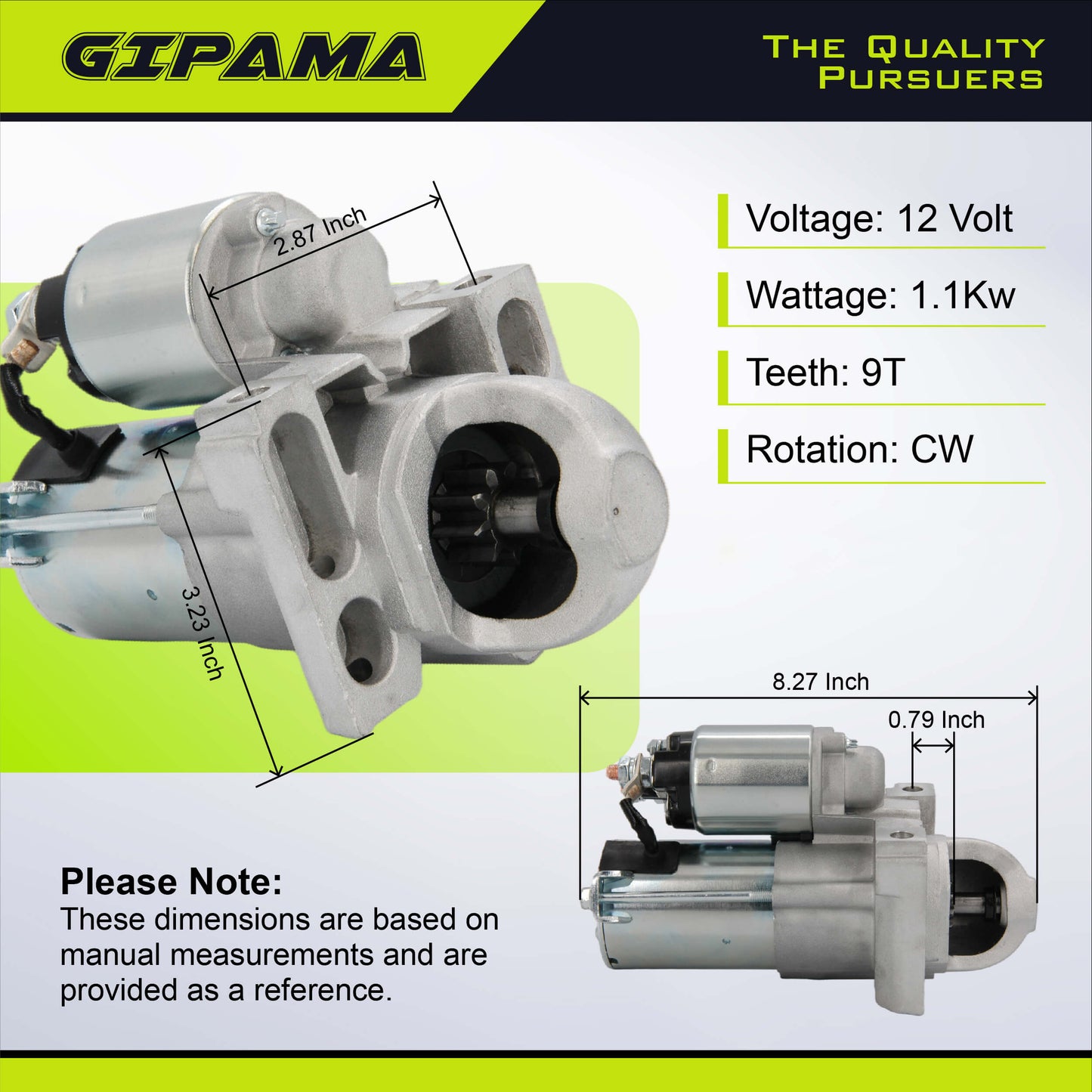 GIPAMA Starter for 2003-2008 Buick Cadillac Chevrolet GMC Isuzu SAAB 4.8L 5.3L 03 04 05 06 07 08, V8 Gas Engin, 89018123 8000045 410-12257 SDR0270, (6494N)