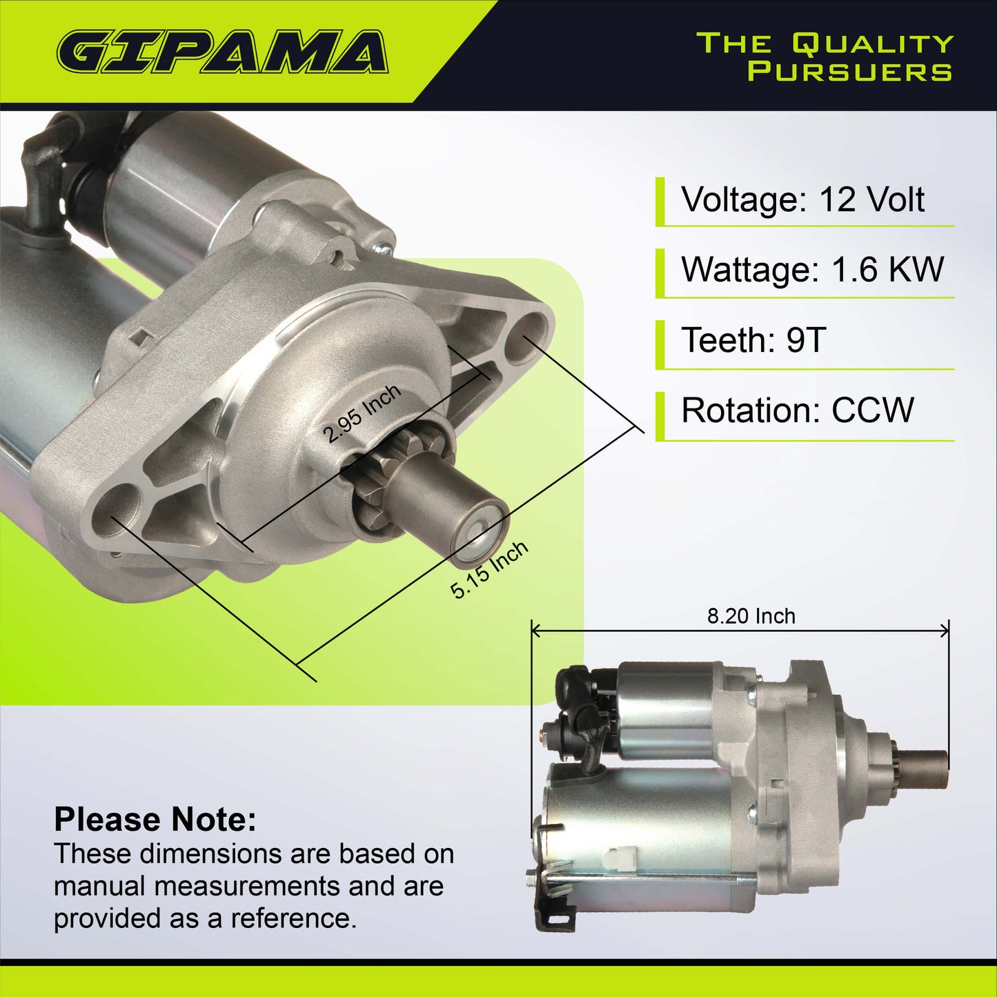 GIPAMA 17728 Starter for Honda Accord 95-07,Starter for Honda Odyssey 99-06,Starter for Honda Pilot 03-05,Starter for Acura CL V6 97-03, Acura MDX 01-02, Acura TL 99-06,2.7l 3.0L 3.2L 3.5L Engine