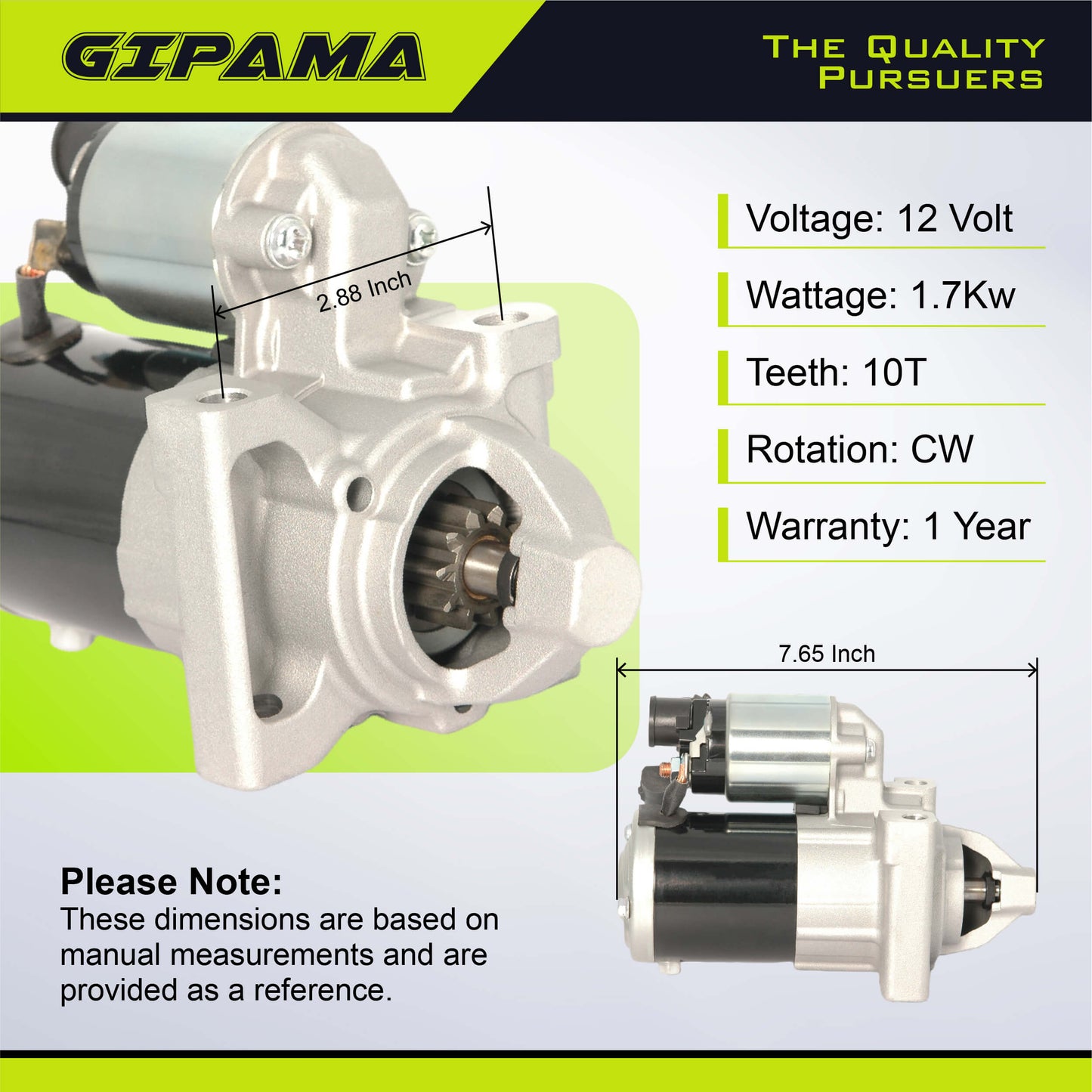 GIPAMA Starter for 2014-2019 Silverado 1500, Sierra 1500, Tahoe, Yukon, Express 3500, Express 2500, Escalade, Savana 3500, Suburban, Escalade ESV, Savana 2500, Yukon XL（10910N)