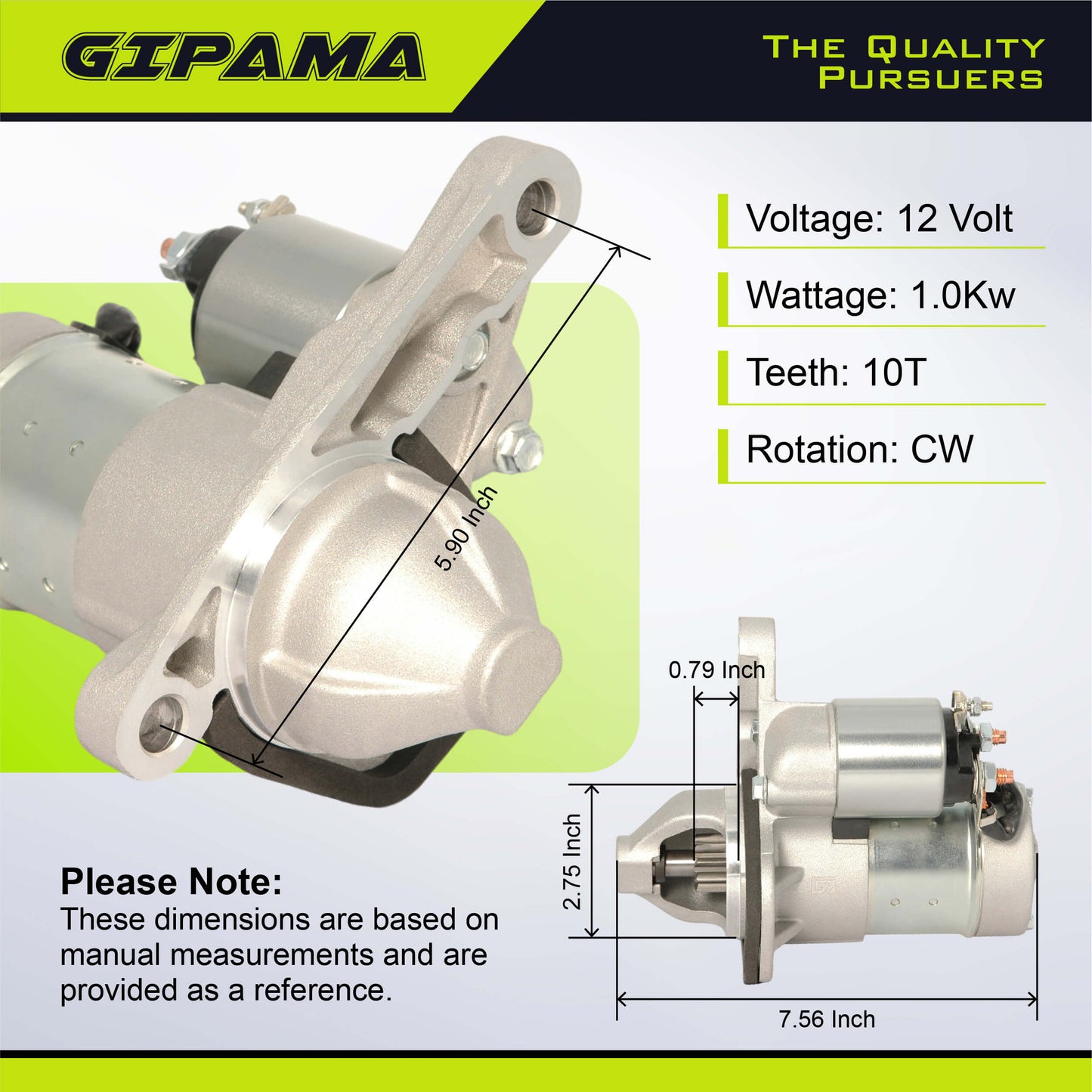 GIPAMA Starter for Chevrolet City Express 2015-2018, Nissan Cube 2009-2014, Juke 2011-2017, NV200 2013-2018, Sentra 2007-2019, Versa 2007-2012,1.6L 1.8L 2.0L, (17982N)