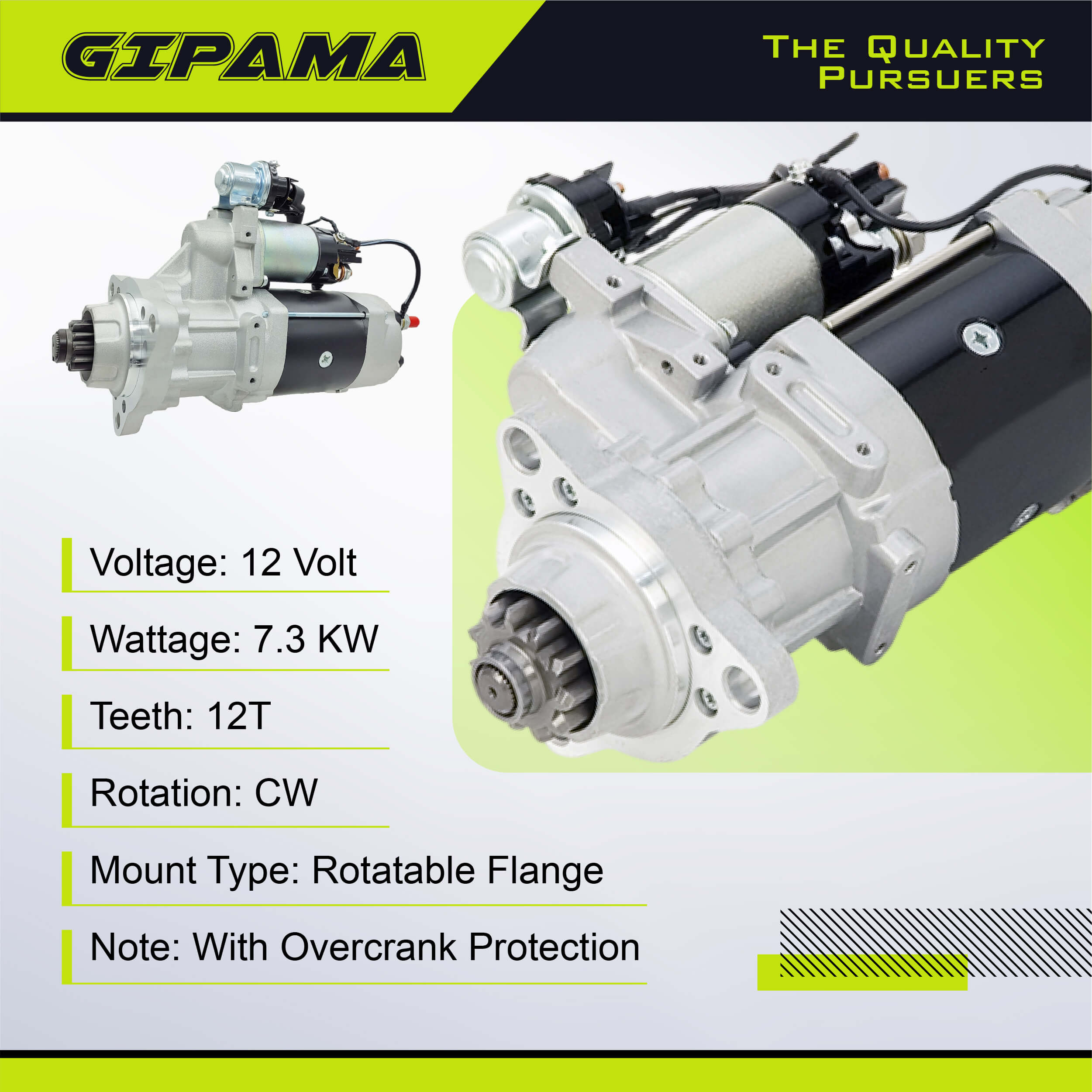GIPAMA 8200434 Starter for Delco 39MT Heavy Duty Starter for Freightliner/Pierce/Sterling/Western Starter/Van Hool.( 6919N)