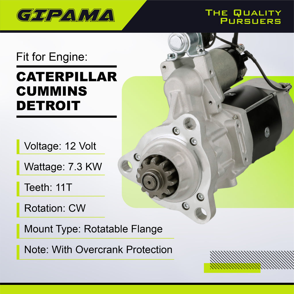 GIPAMA Starter for Delco 8200308, Volvo 1990-2009, Ford 1967-1999, Freightliner 1961-2008, Kenworth 1961-2008, Peterbilt 1963-2007, Sterling 1999-2008(6924N)