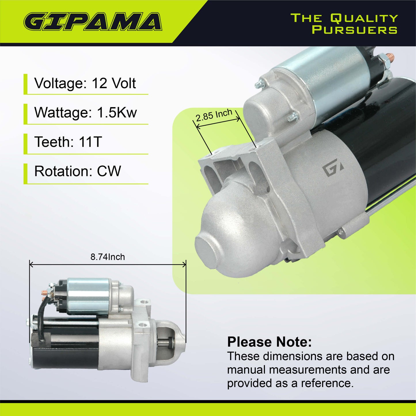 GIPAMA 6489 Starter for V8 4.8L 5.3L 1999-2003 Chevy Silverado 1500 Tahoe Suburban, GMC Sierra 1500 Yukon,Cadillac Escalade Chevy Avalanche,Chevy Express 1500/2500,Chevy Savana 1500/2500(6489N)