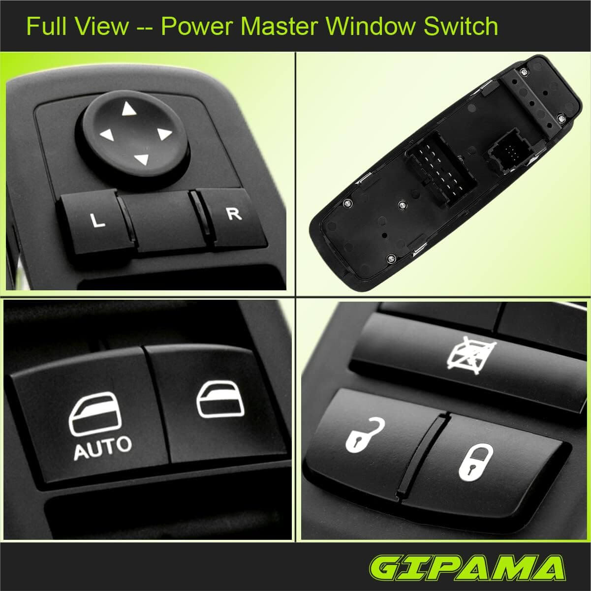 Gipama 901-486 Power Window Switch for 2011-2016 Dodge Journey, Replaces# 68084001AD, 68084001AC, 68084001AB,8+13 PINS（Driver Side)