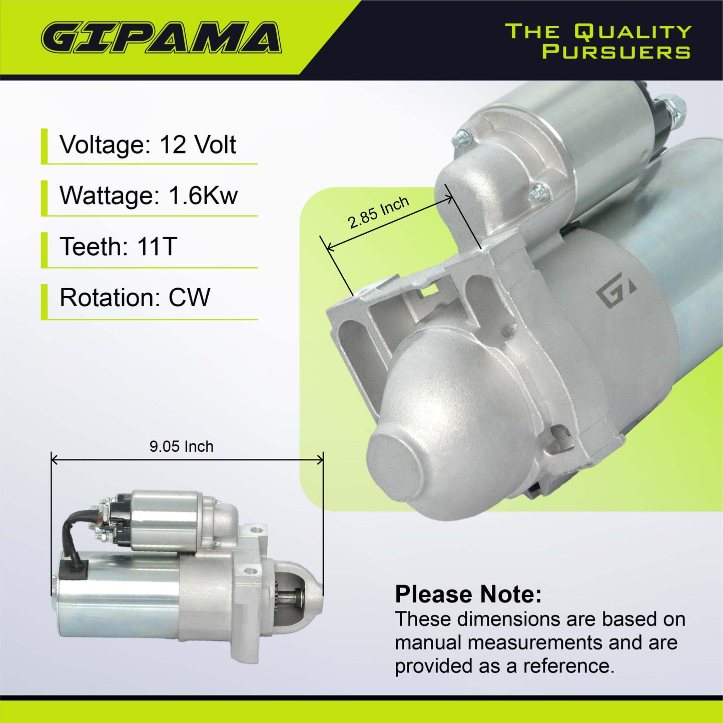 GIPAMA 6492 Starter for V8 6.0L 1999-2005 Silverado 1500 HD 2500 3500, 02-05 Escalade, 03-05 Express 2500 3500, 00-05 Sierra 1500 HD 2500 3500, 01-05 Yukon Savana.(6492N)