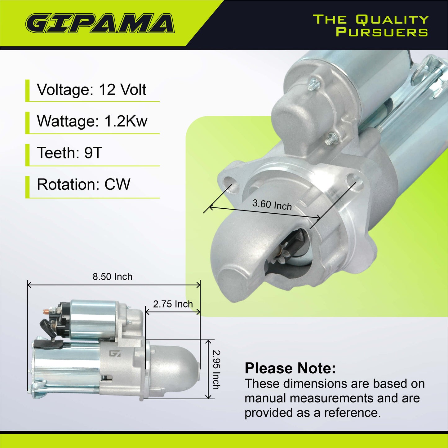 GIPAMA 6493 Starter for 02-05 Chevrolet Cavalier, 04-07 Malibu, 05-07 Cobalt 2.0 2.2 2.4L, 03-07 Saturn Ion, 02-07 Vue, 02-05 Pontiac Sunfire Grand Am 2.2L,L4 Engine(6493N)