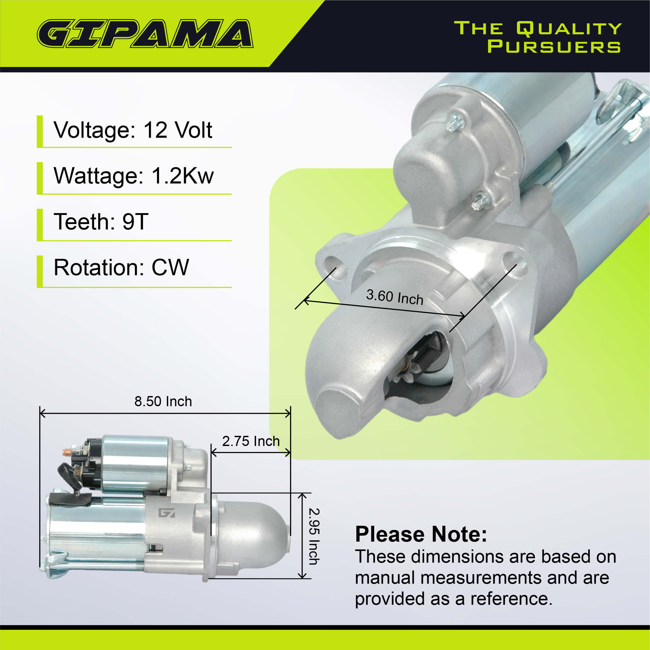 GIPAMA Starter for 02-05 Chevrolet Cavalier, 04-07 Malibu, 05-07 Cobalt 2.0 2.2 2.4L, 03-07 Saturn Ion, 02-07 Vue, 02-05 Pontiac Sunfire Grand Am 2.2L,L4 Engine(6493N)