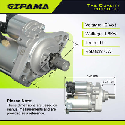 GIPAMA Starter for 98-99 2.3L Acura CL,97 2.2L Acura CL, 96-97 2.2L Accord, 98-02 2.3L Accord,96-97 2.2L Odyssey, 98 2.2L Odyssey, 96-97 2.2L Isuzu Oasis,98-99 2.3L Isuzu Oasis(17729N)