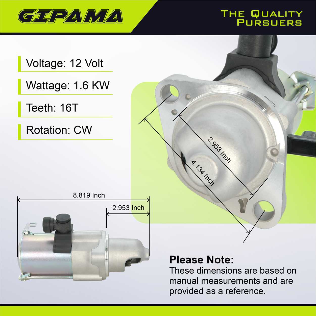 GIPAMA SM75010 Starter for Honda Civic 2017 2018 2019 2020 2021, for Honda Accord 2018 2019 2020,L4 2.0L, 31200-RPY-G02, SM750-10 Starter