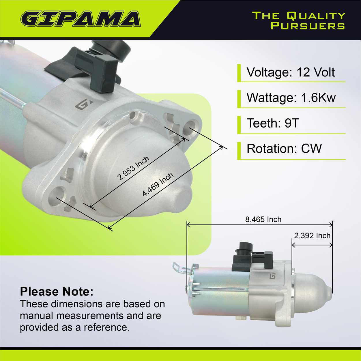 GIPAMA 19280 Starter for Acura ILX 2013 2014 2015, Honda Civic 2012 2013 2014 2015,Honda CR-V 2012 2013 2014, Honda Crosstour 2012 2013 2014 2015, L4 2.4L,19280N Starter