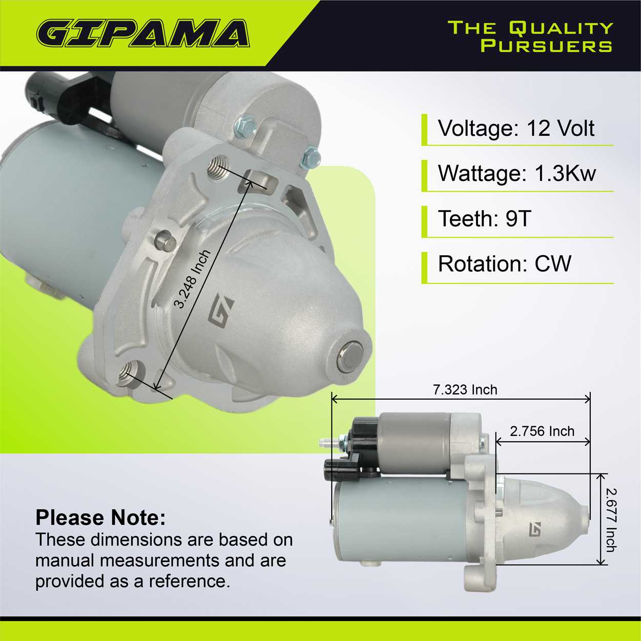 GIPAMA Starter for Jeep Wrangler 2012-2023, Dodge Ram 1500 2015-2023,Dodge Charger 2017-2023,Dodge Challenger 2017-2023, Chrysler 300 2017-2023, V6 3.6L(19202N)