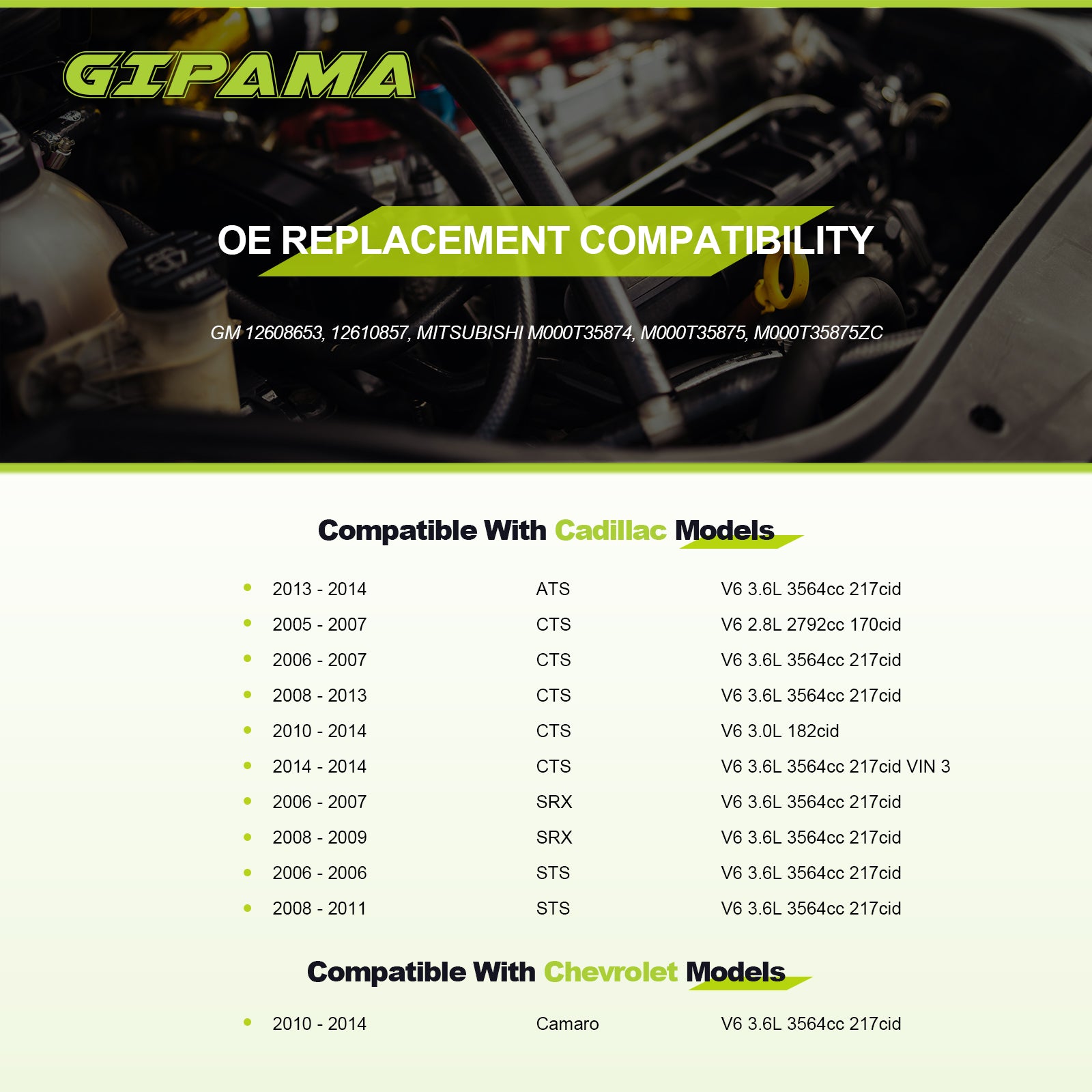 GIPAMA Starter Compatible with Chery Camaro 2010-2014, for Cadillac ATS 2013-2014, CTS 2005-2014, SRX 2006-2009, STS 2.8L 3.0L 3.6L,V6(17996N)