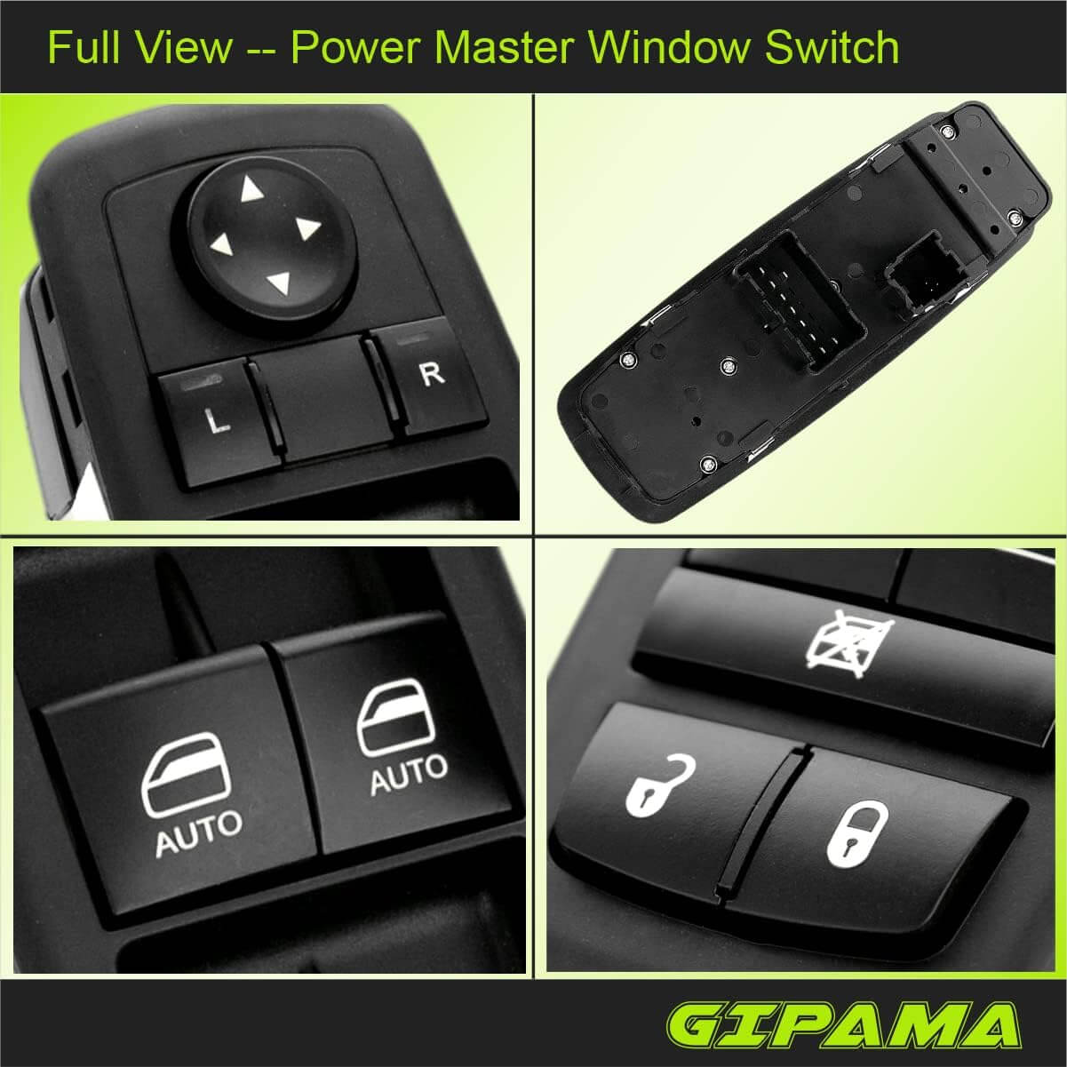 Gipama 901-473 Power Window Switch for 2009-2010 Dodge Ram, 2011-2012 Ram 1500 2500 4500 Replacement# 4602863AD 4602863AB 4602863AC (Front Driver Side)