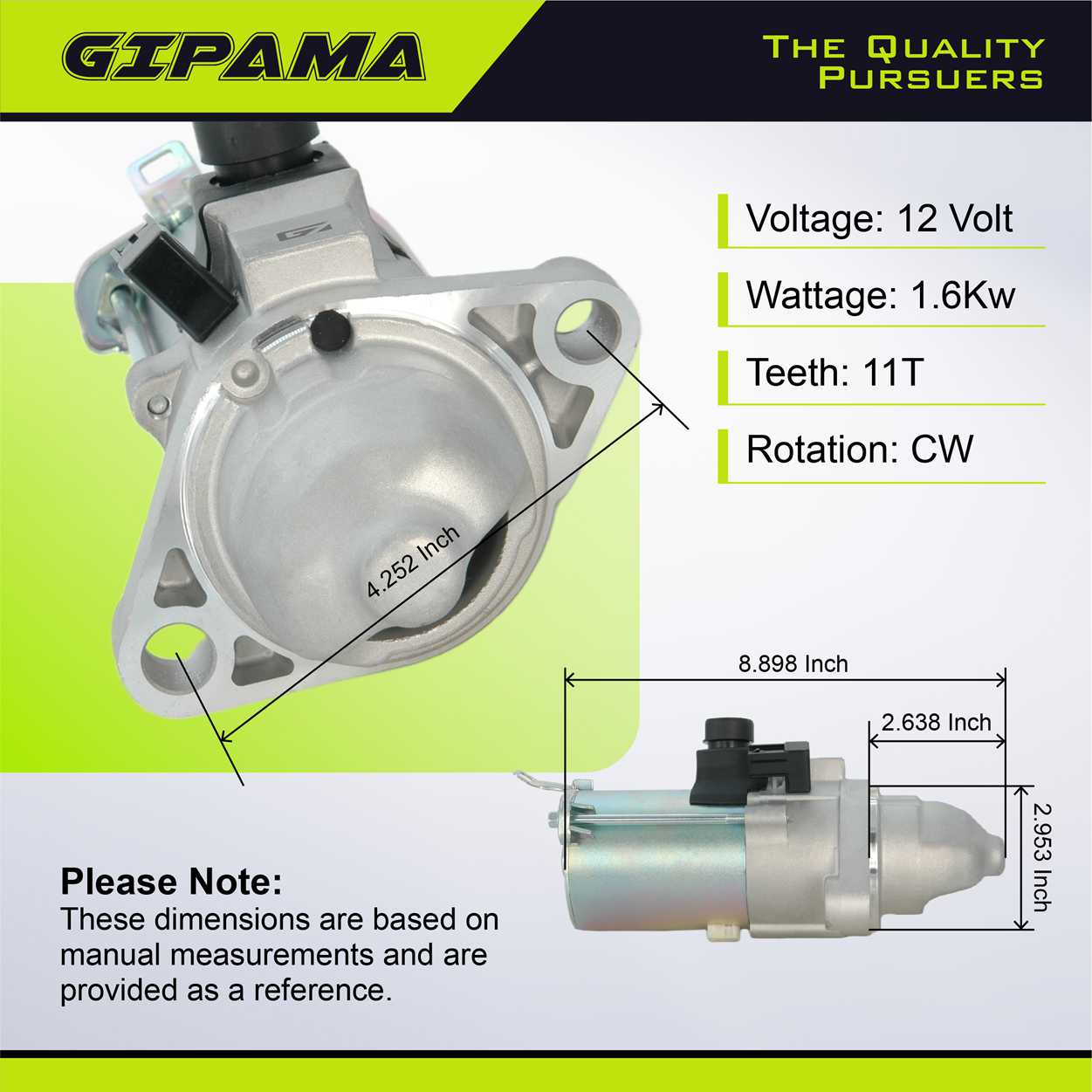 GIPAMA 17953 Starter for Acura RDX 2007 2008 2009 2010 2011 2012, L4 2.3L,Replace# 31200RWCA01, SM73003,17953N Starter