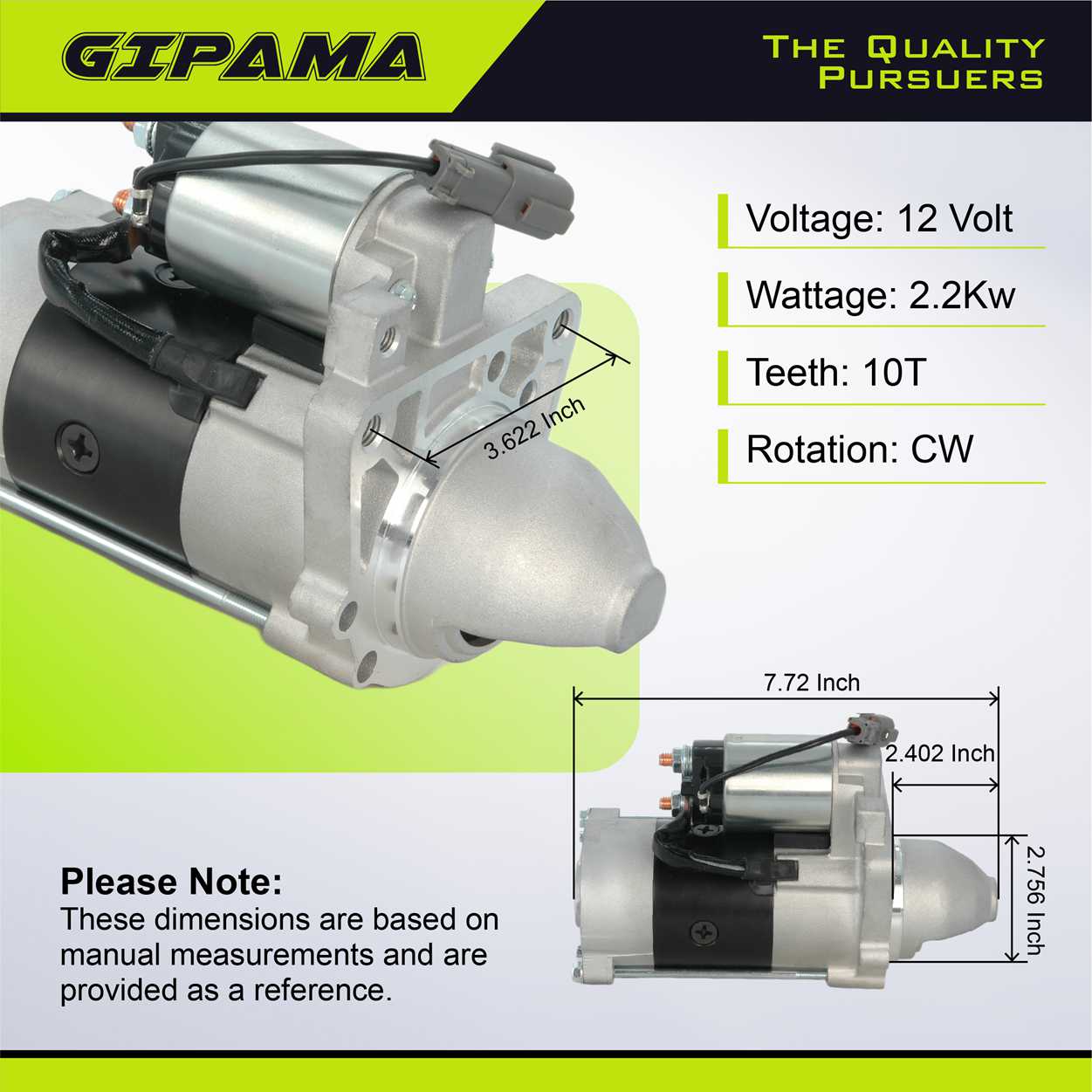 GIPAMA 17867 Starter for Infiniti QX56 2004-2010, Nissan Armada 2004-2009, Pathfinder 2008-2010, Titan 2004-2009, 5.6L V8 Engine, OE Replacement # 233007S000 M2T85571（17867N)