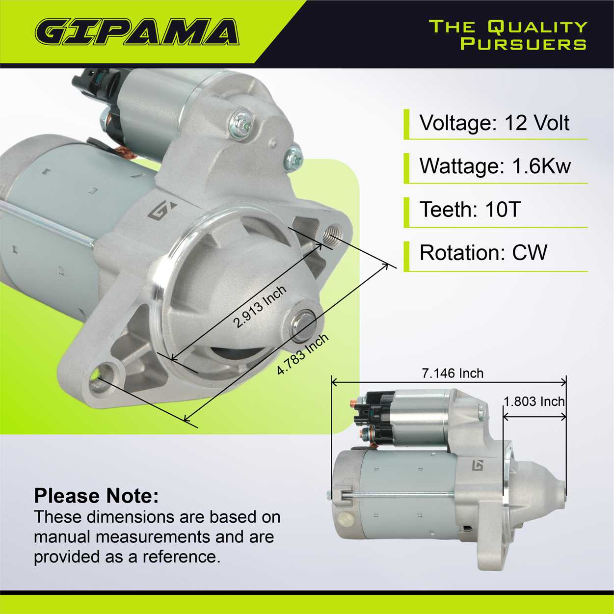 GIPAMA 17842 Starter for Scion XB/XA 2004-2006, Toyota Yaris 2006-2018, Toyota Echo 2003-2005,L4 1.5L, 28100-21061, 28100-21062, 28100-21062-84, 28100-21063, 28100-21060, 17842N Starter