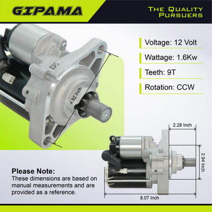 GIPAMA Starter for Honda Civic Acura EL 1998 1999 2000 2001 2002 2003 2004 2005 L4 1.6L 1.7L, 31200-P2E-A51, 31200-PLM-A51, 410-54115(17741N)
