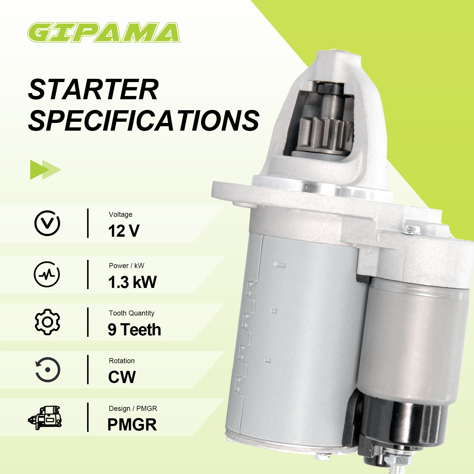 GIPAMA Starter for Jeep Wrangler 2012-2023, Dodge Ram 1500 2015-2023,Dodge Charger 2017-2023,Dodge Challenger 2017-2023, Chrysler 300 2017-2023, V6 3.6L(19202N)