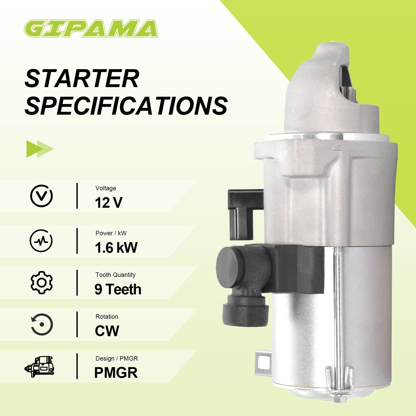 GIPAMA Starter for Honda Accord L4 2.4L 2013 2014 2015 2016 2017, CR-V L4 2.4L 2015 2016(10914N)