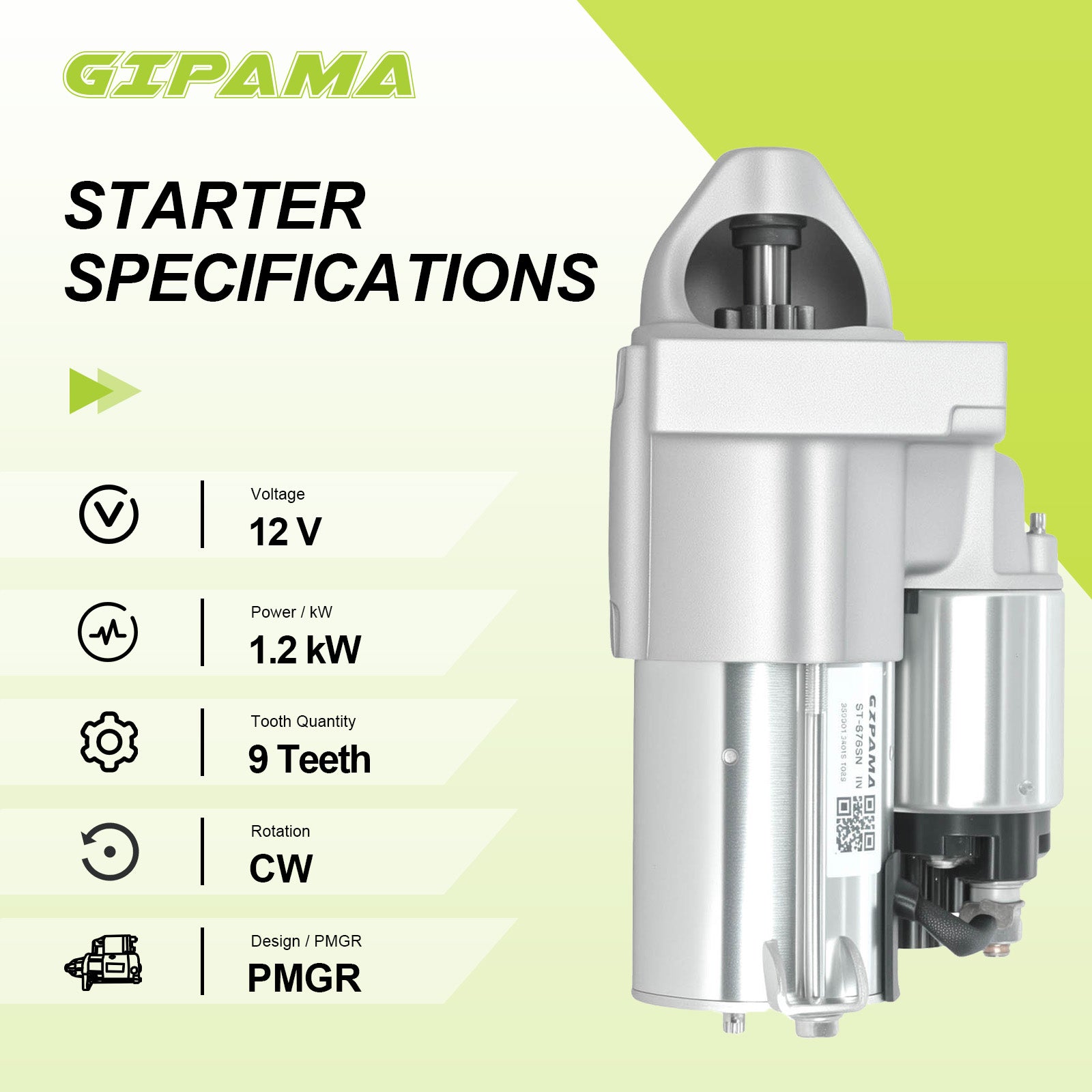 GIPAMA Starter for 2006-2011 Chevrolet Impala 3.5 3.9L, 2006-2007 Monte Carlo 3.9L, 2009-2011 Buick Lucerne 3.4L, 2006 Equinox Torrent 3.4L V6(6785N)