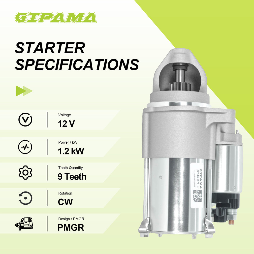 GIPAMA Starter for 2007-2019 Buick Allure,Lacrosse,Regal,Verano;Chevy Cobalt,HHR,Impala,Malibu,Captiva Sport,Equinox;Polaris Slingshot;Pontiac G5,G6,Solstice;Saab 9-3,9-3X;Saturn Aura,Sky,Vue(6947N)