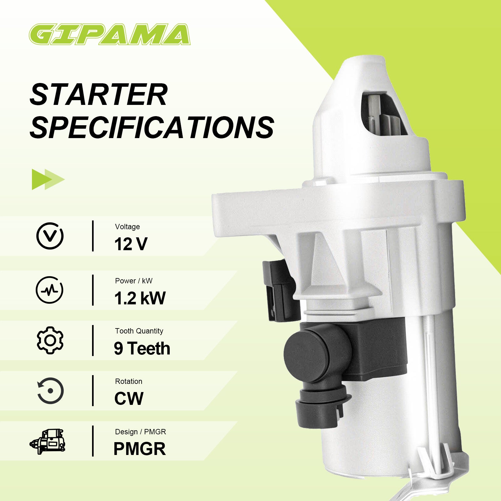 GIPAMA Starter for Honda Civic L4 1.8L 2006 2007 2008 2009 2010 2011,(17958N)
