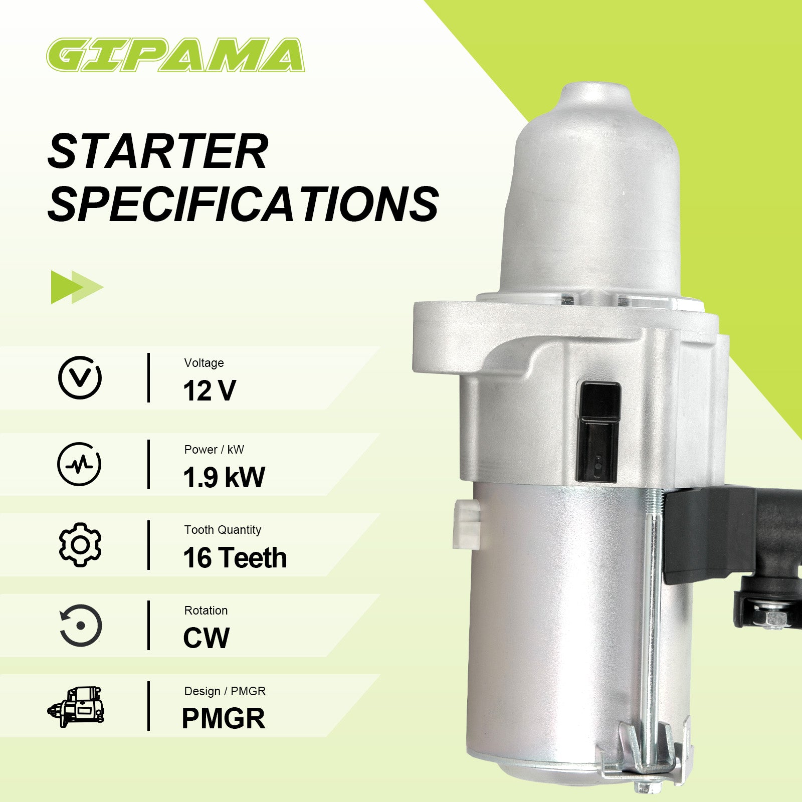 GIPAMA Starter for Honda Civic 2017 2018 2019 2020 2021, for Honda Accord 2018 2019 2020,L4 2.0L, 31200-RPY-G02, SM750-10(SM75010，16390N）)