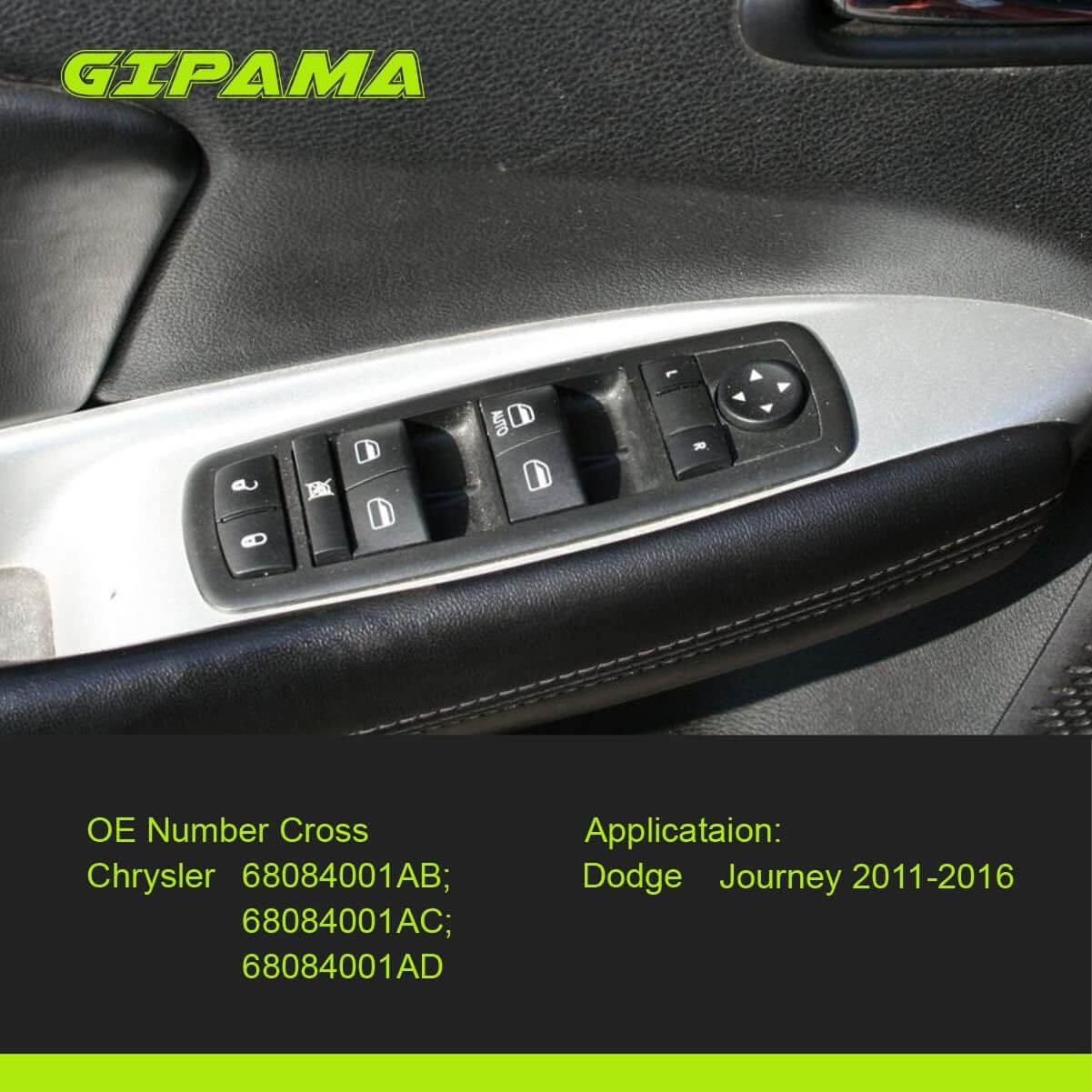 Gipama 901-486 Power Window Switch for 2011-2016 Dodge Journey, Replaces# 68084001AD, 68084001AC, 68084001AB,8+13 PINS（Driver Side)