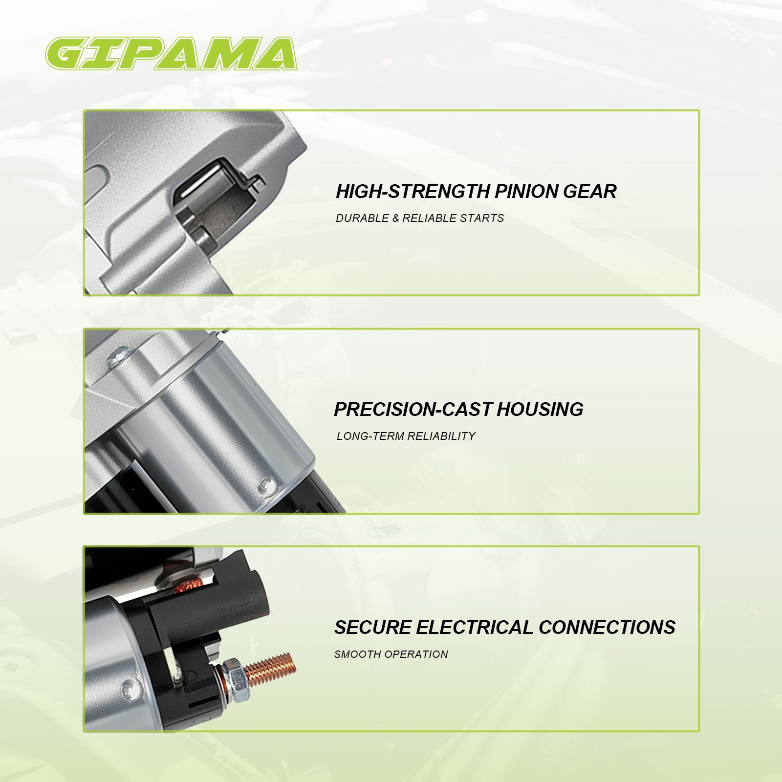GIPAMA Starter for Honda Accord L4 2.4L 2013 2014 2015 2016 2017, CR-V L4 2.4L 2015 2016(10914N)