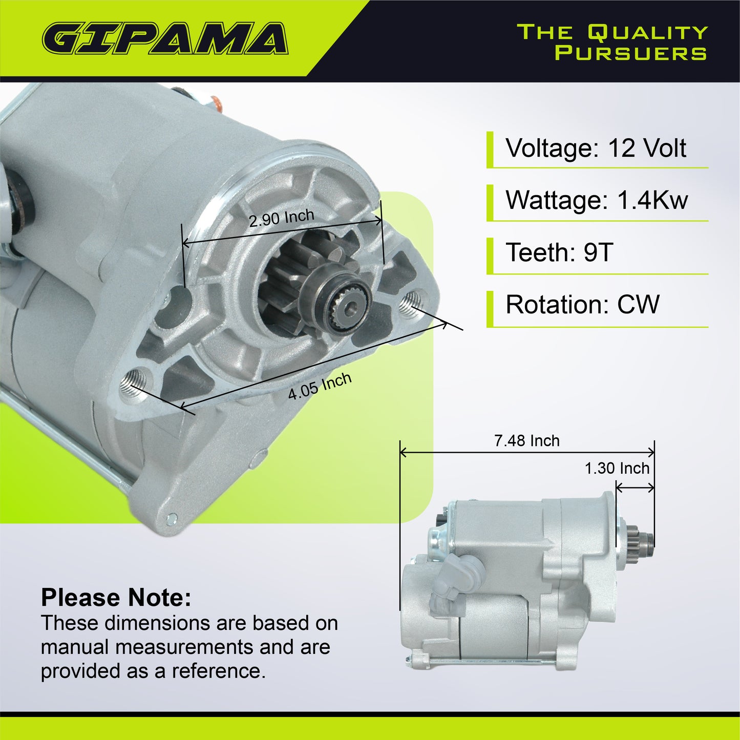 GIPAMA Starter for Toyota 4Runner 1994-2013;Toyota T100 1994-2013;Toyota Tacoma 1994-2013;Toyota Hiace 1994-2013,L4 2.7L 2.4L（17668N ）