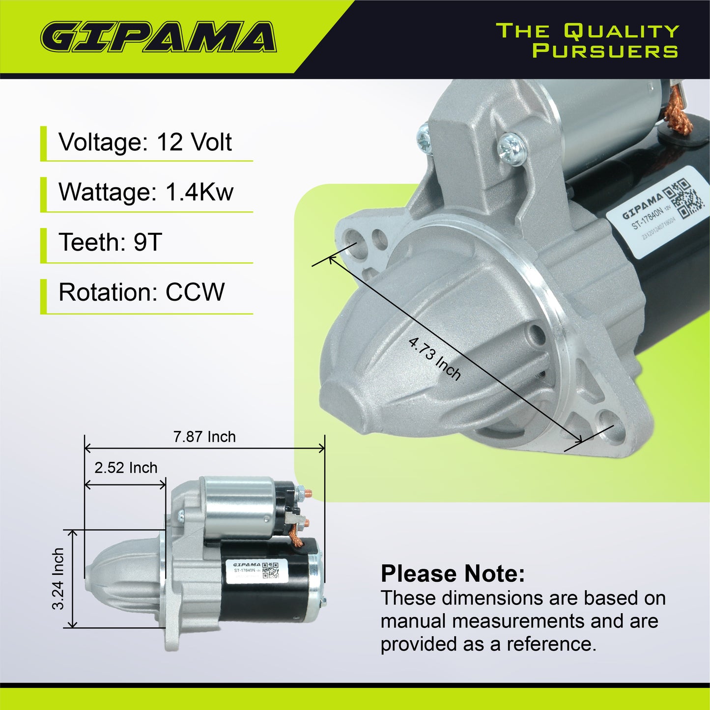 GIPAMA Starter for 2003-2019 Saab 9-2X;Subaru Impreza,Legacy,Outback,B9 Tribeca,Forester,H4 H6(17840N)