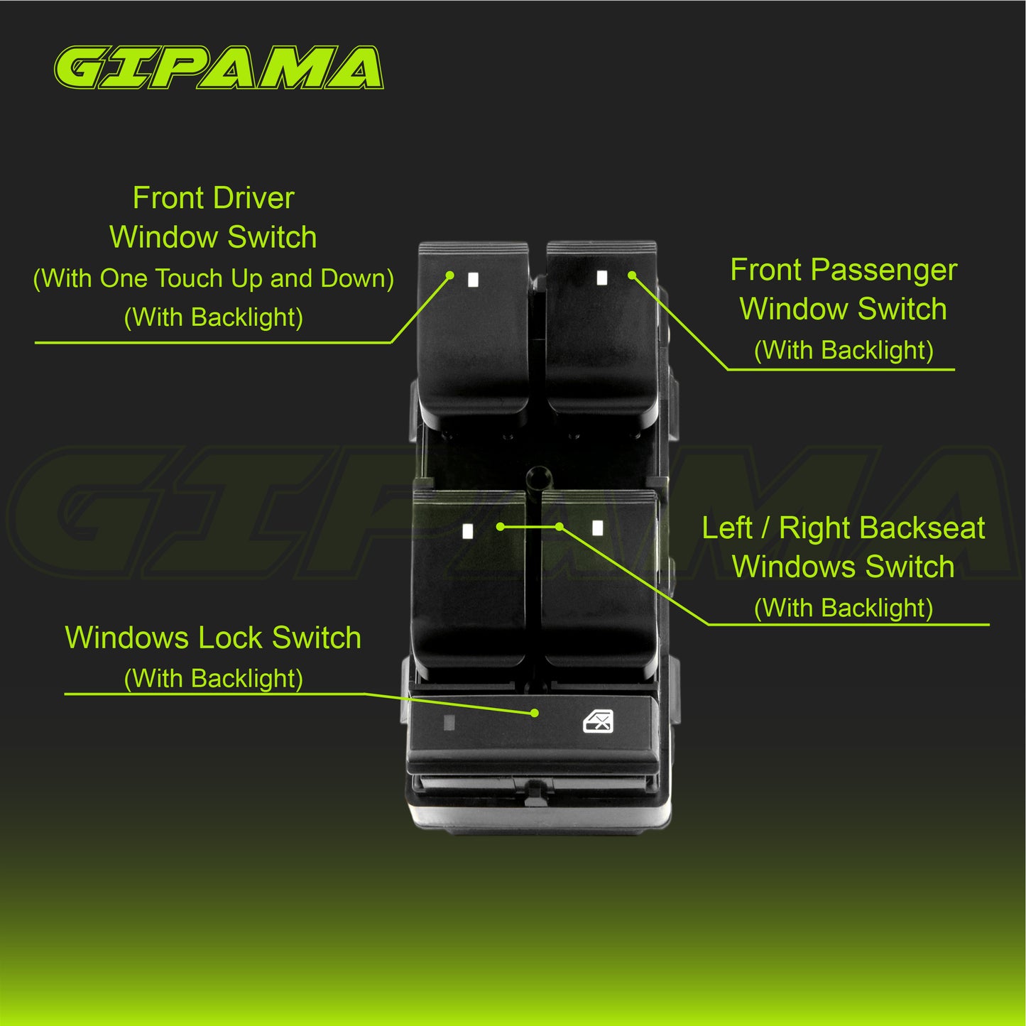 Gipama 901-341 Power Window Switch for Chevrolet Silverado 2007-2017, GMC Sierra 2007-2014(Driver Side)