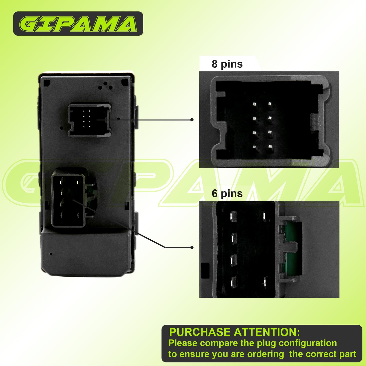 Gipama 901-341 Power Window Switch for Chevrolet Silverado 2007-2017, GMC Sierra 2007-2014(Driver Side)